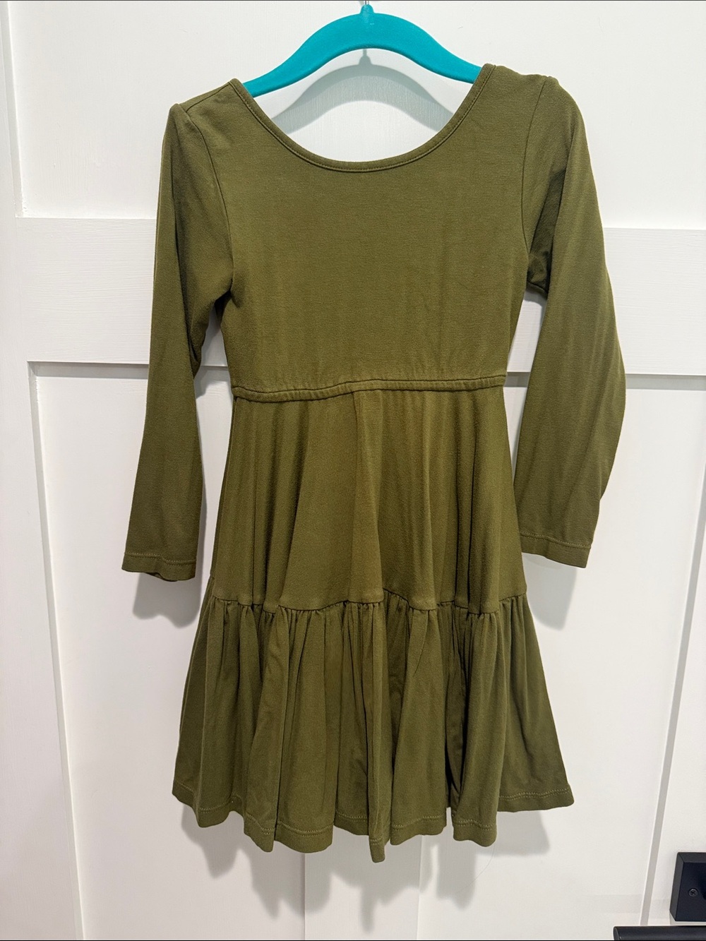 OmiJo by Well Dressed Wolf Olive Green Long Sleeve Tiered Knit Dress